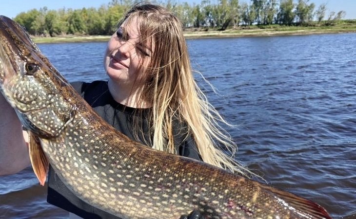 Гигантскую щуку поймала жительница Сургута, побив личный рекорд