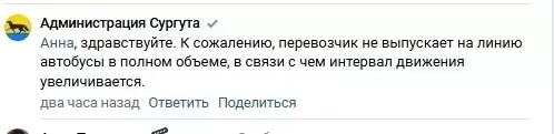 Представители мэрии Сургута прокомментировали ситуацию, обвинив перевозчика.