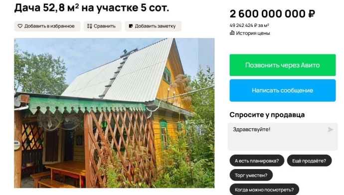 В Сургуте маленький домик в СОТ решила продать по цене коммерческой недвижимости